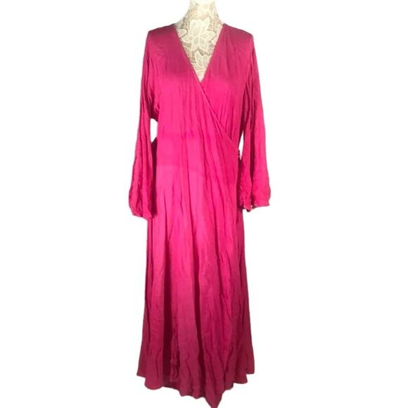 NWT Belma Vintage pink wrap long sleeved maxi dress one size plus - Picture 2 of 13